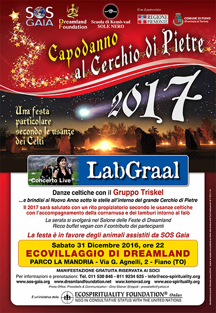 Sabato 31 dicembre 2016, ore 22 - CAPODANNO 2017 al Cerchio di Pietre con Concerto live del LabGraal