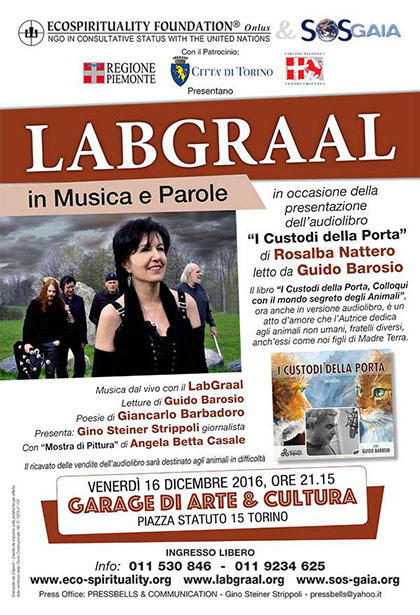 Venerdì 16 dicembre 2016, ore 21.15 - LabGraal in Musica e Parole presentazione dell’audiolibro I Custodi della Porta