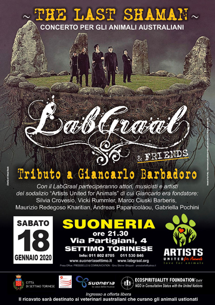 Sabato 18 Gennaio 2020 ore 21.30 - LabGraal & Friends Live - The last Shaman - Tributo a GIANCARLO BARBADORO - Suoneria, Settimo torinese