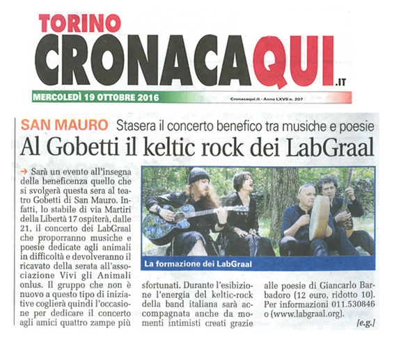 LABGRAAL live al TEATRO GOBETTI 19 ottobre 2016