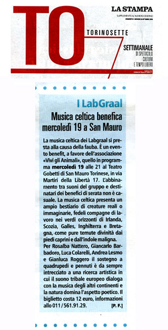 LABGRAAL live al TEATRO GOBETTI 19 ottobre 2016